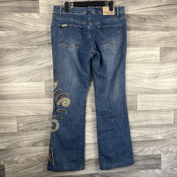Crest Jeans Denim Pants Womens 15 Blue Bootcut Medium Wash Mid‎ Rise Embroidered - Picture 12 of 15